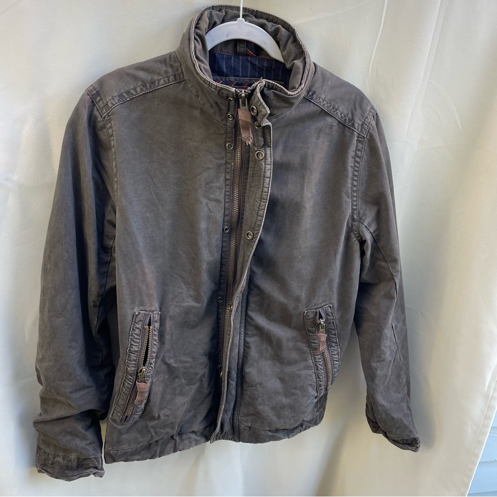 American Eagle Jacket Tan Canvas Flannel Lined Chore Barn Field Coat Mens S